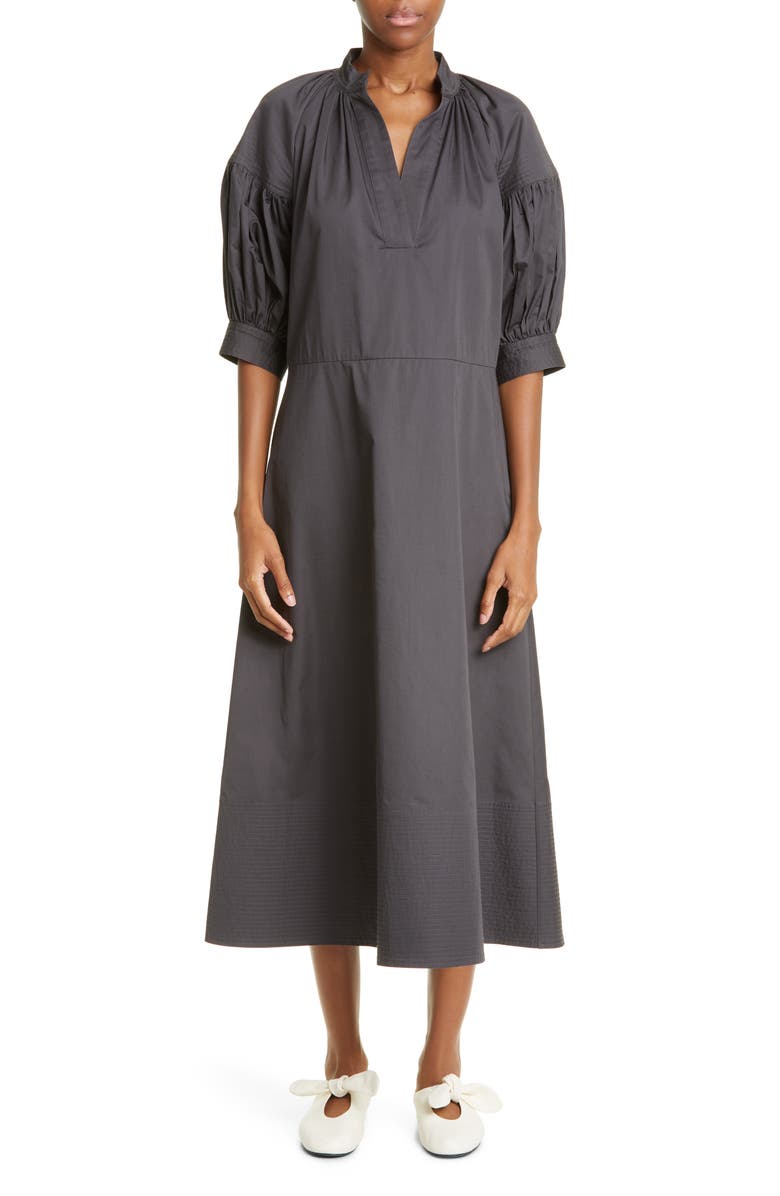 CO Shirred Cotton Poplin Midi Dress, Main, color, 