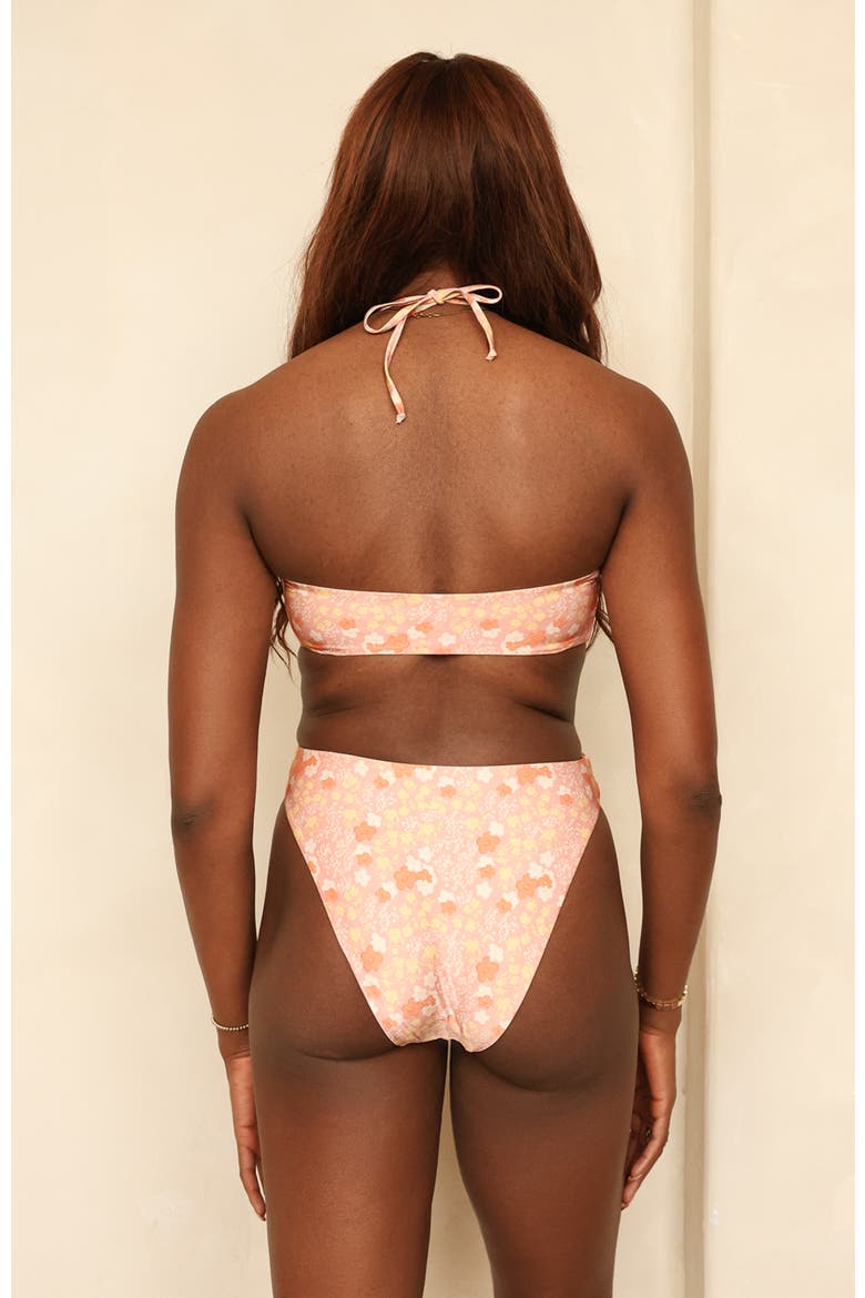 Amalfi String Tie Bandeau Bikini Top, Alternate, color, Coral Garden