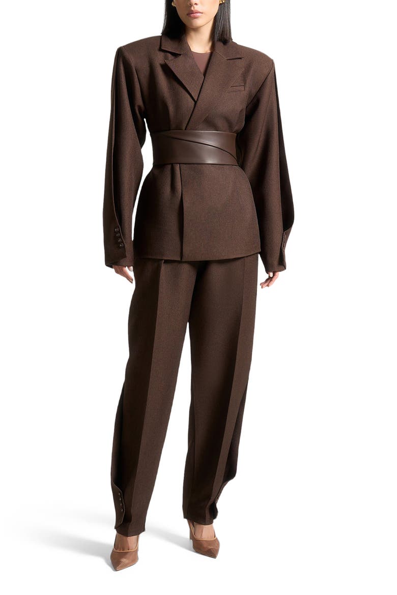 Sophie Twist Leg Tailored Trousers, Alternate, color, Brown
