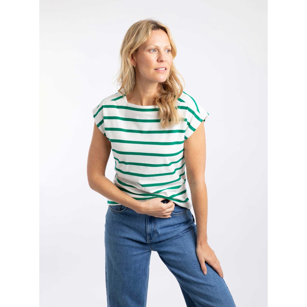 Weird Fish Bowe Striped Jersey T-shirt In Green