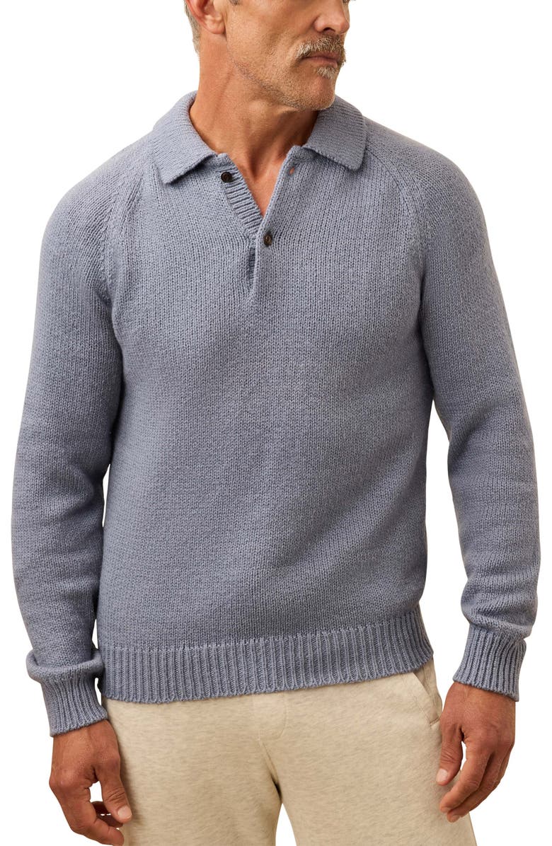 Faherty Heirloom Organic Cotton Polo Sweater, Main, color, Flint