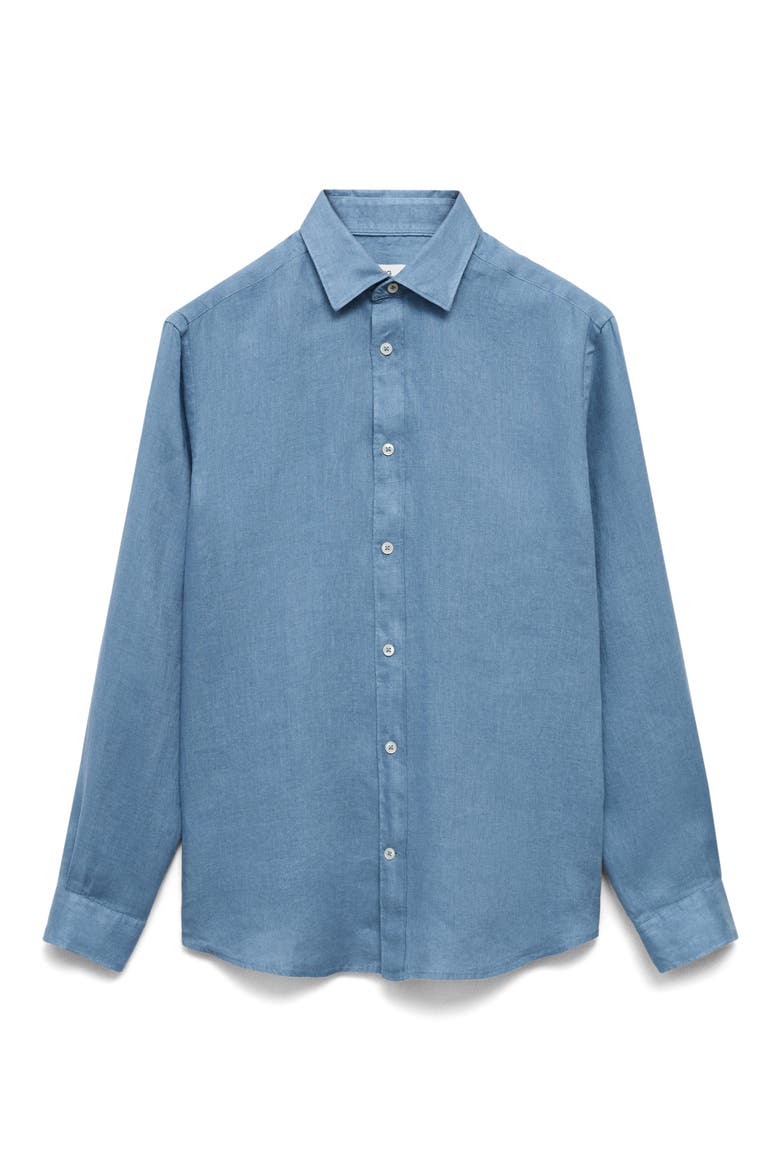 Regular Fit Linen Button-Up Shirt, Alternate, color, CHINA BLUE