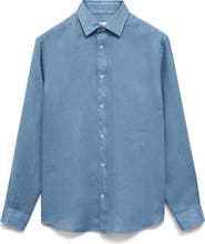 MANGO Regular Fit Linen Button-Up Shirt