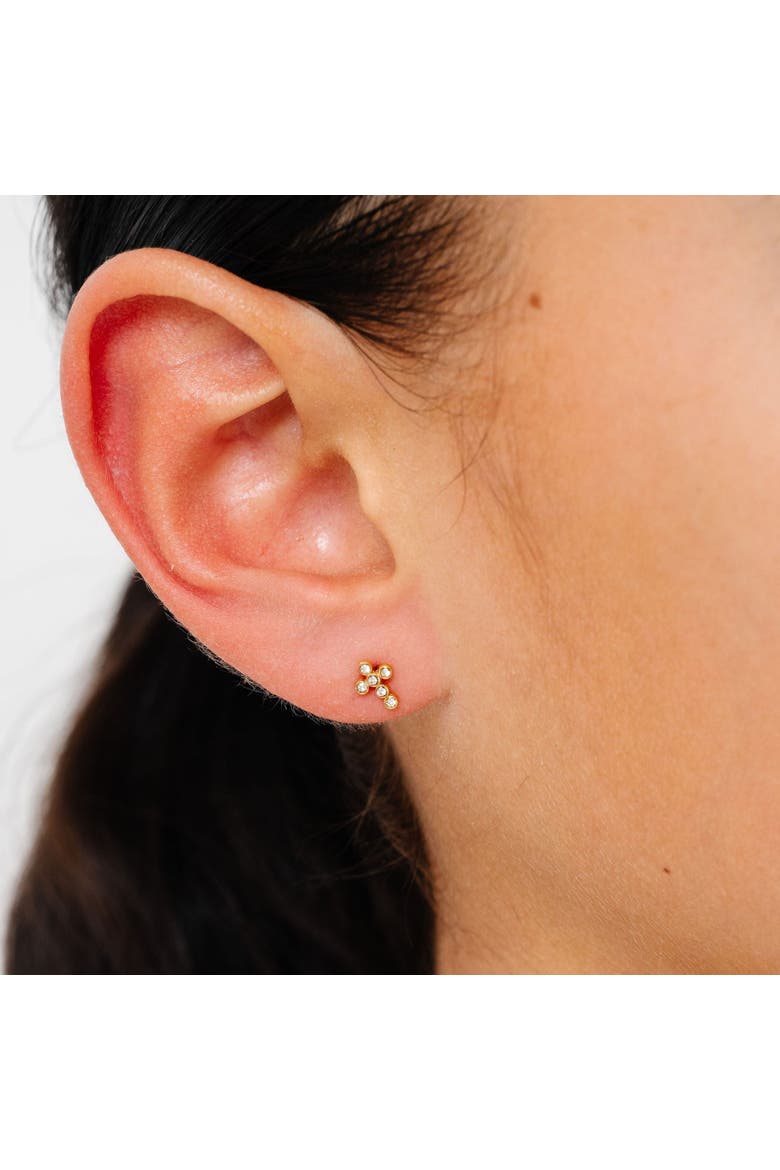 Diamond Cross Earrings, Alternate, color, Gold