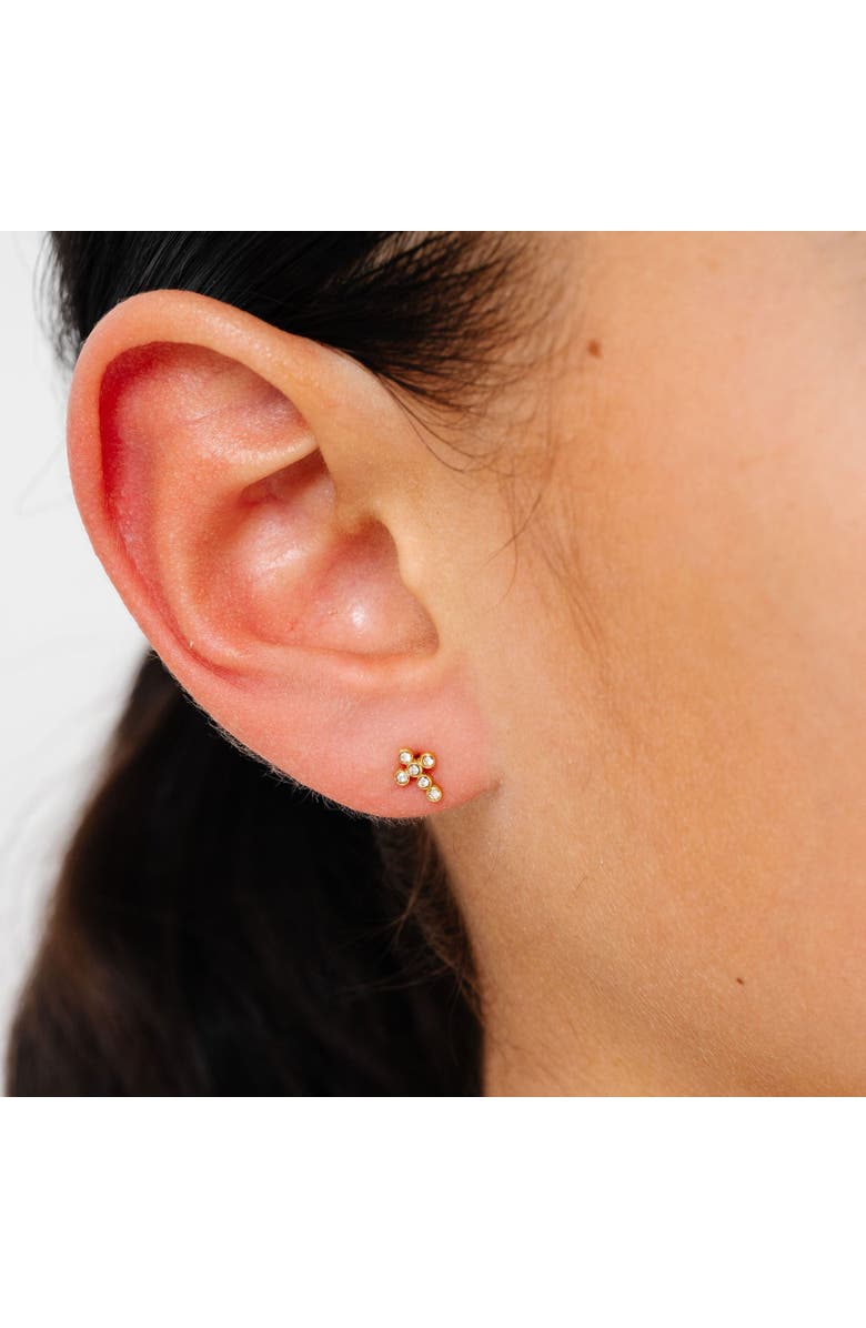 Pip Pop Diamond Cross Earrings, Alternate, color, Gold