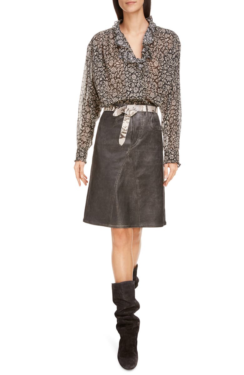 Isabel Marant Étoile Pamias Floral Ruffle Cotton Blouse, Alternate, color, 