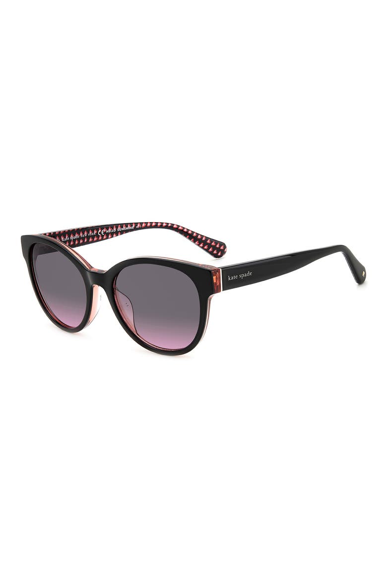 Nathalie 55mm Round Sunglasses, Alternate, color, BLACK