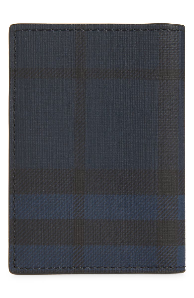 Burberry Bateman Check Coated Canvas Bifold Wallet, Alternate, color, Navy