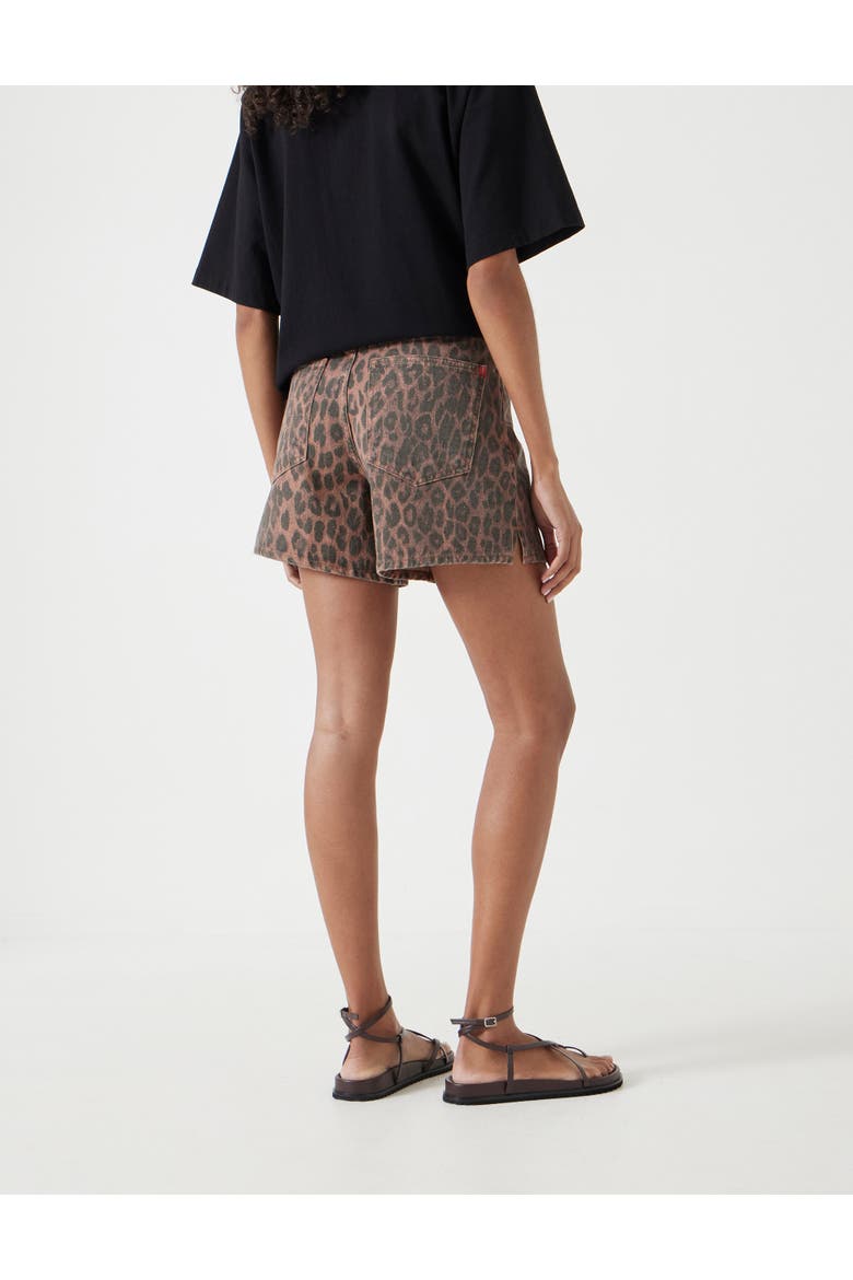 Printed Essential Denim Shorts, Alternate, color, Leopard Print