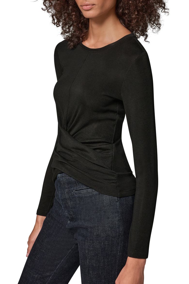 Drape Front Knit Top, Alternate, color, BLACK