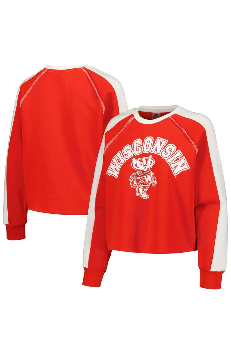 GAMEDAY COUTURE Women's Gameday Couture Red Wisconsin Badgers Blindside Raglan Cropped Pullover Sweatshirt, Main, color,
