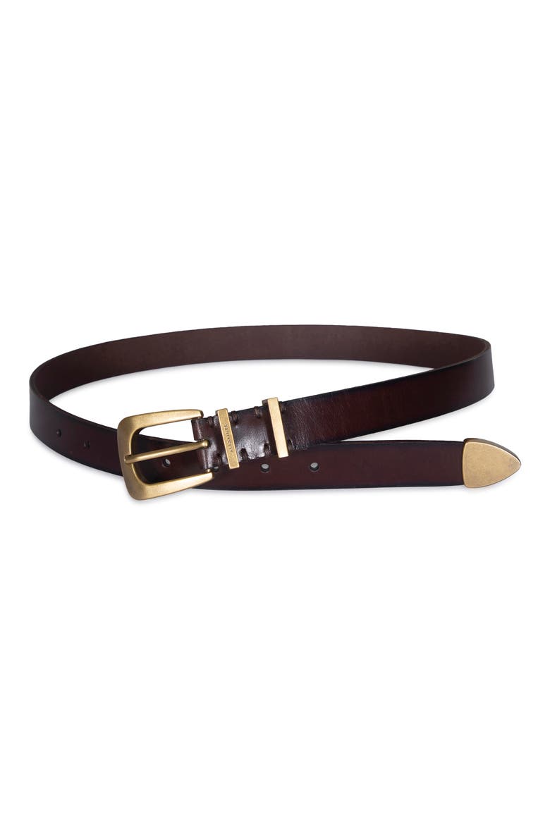 Calfskin Leather Belt, Main, color, BROWN
