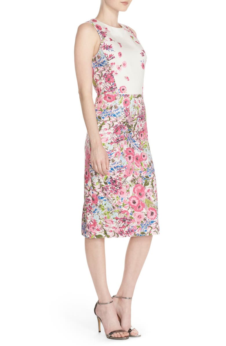 Maggy London Floral Print Stretch Cotton Midi Dress, Alternate, color, 