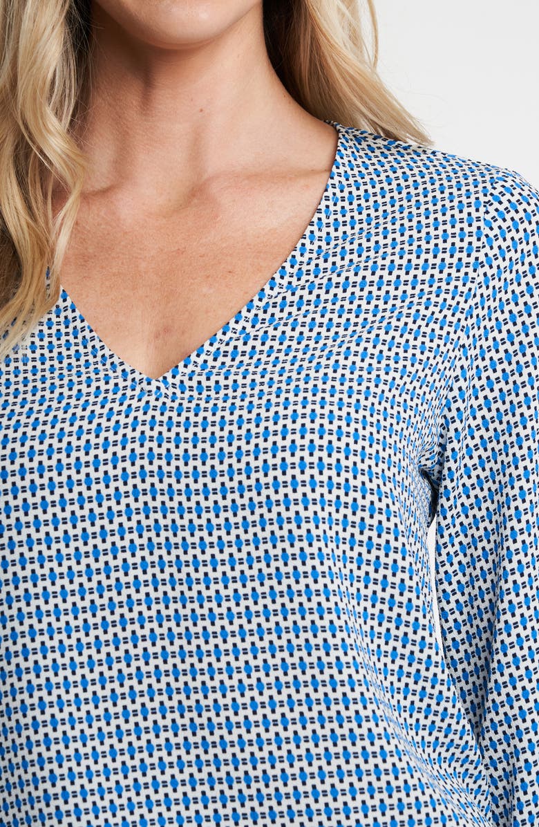 CeCe Geo Print Tie Sleeve Top, Alternate, color, 