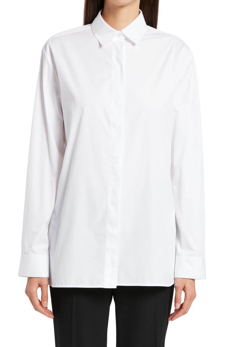 The Row Big Sisea Cotton Poplin Button-Up Shirt, Main, color, 