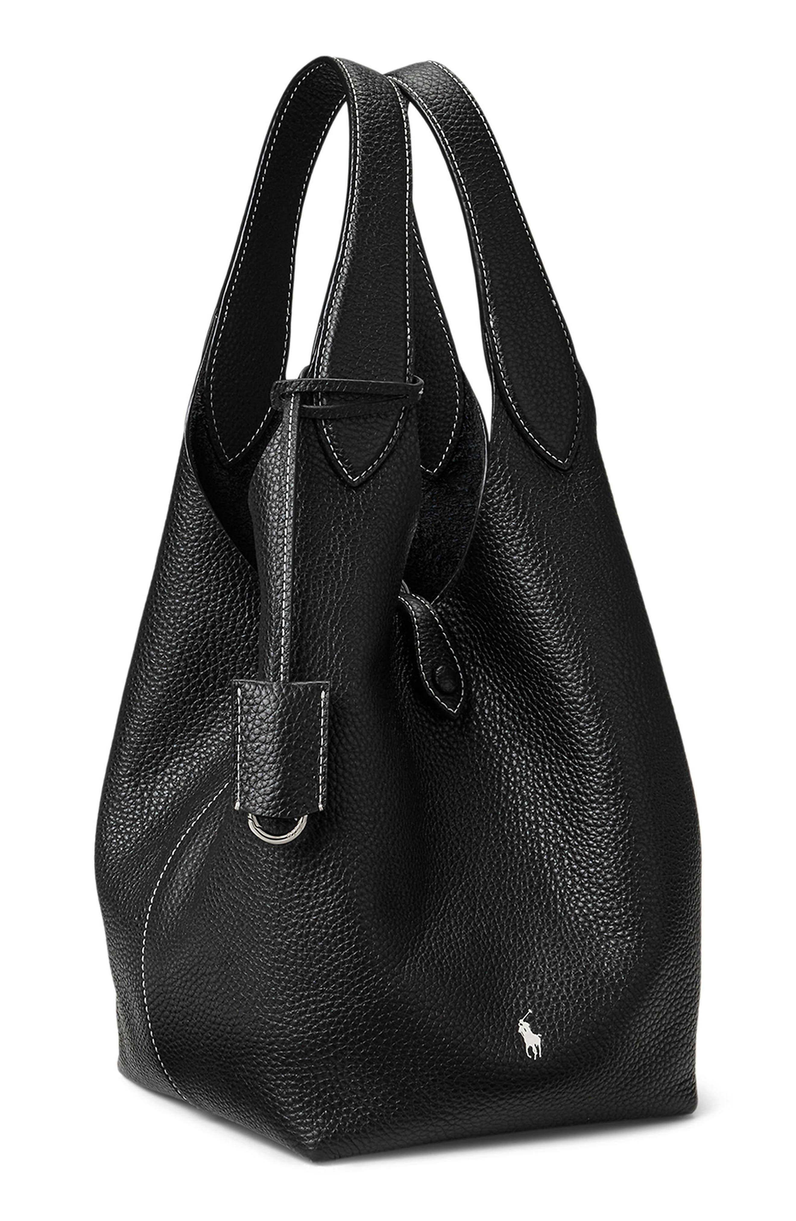 Polo Ralph Lauren Polo Play Leather Tote, Alternate, color, Black