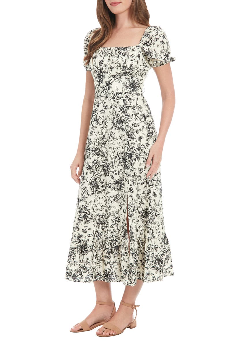 Puff Sleeve Midi Dress