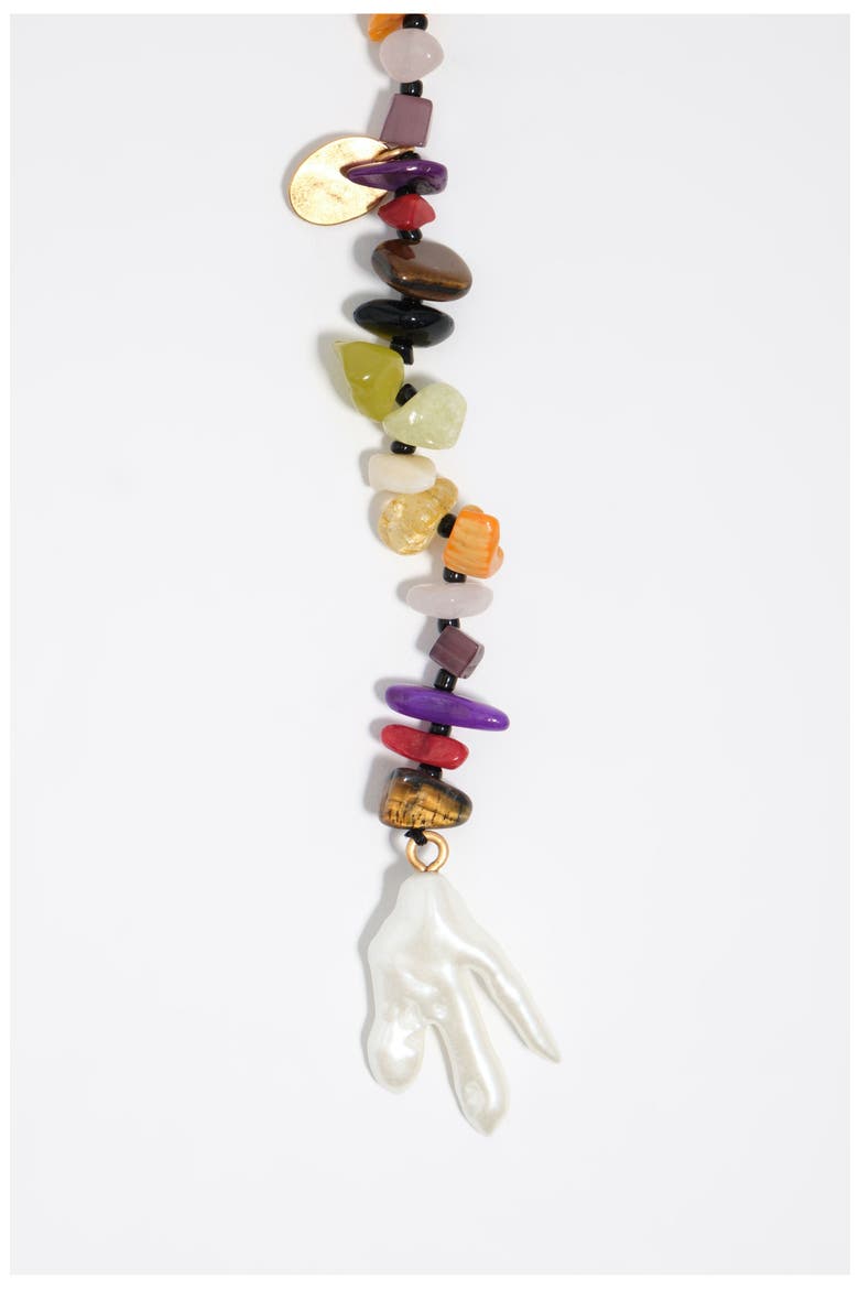 Multicolor Stones And Fish Necklace, Alternate, color, PURPLE