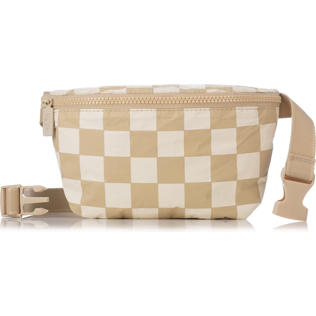 Aloha Collection Checkmate Mini Belt Bag in Creme/Dune