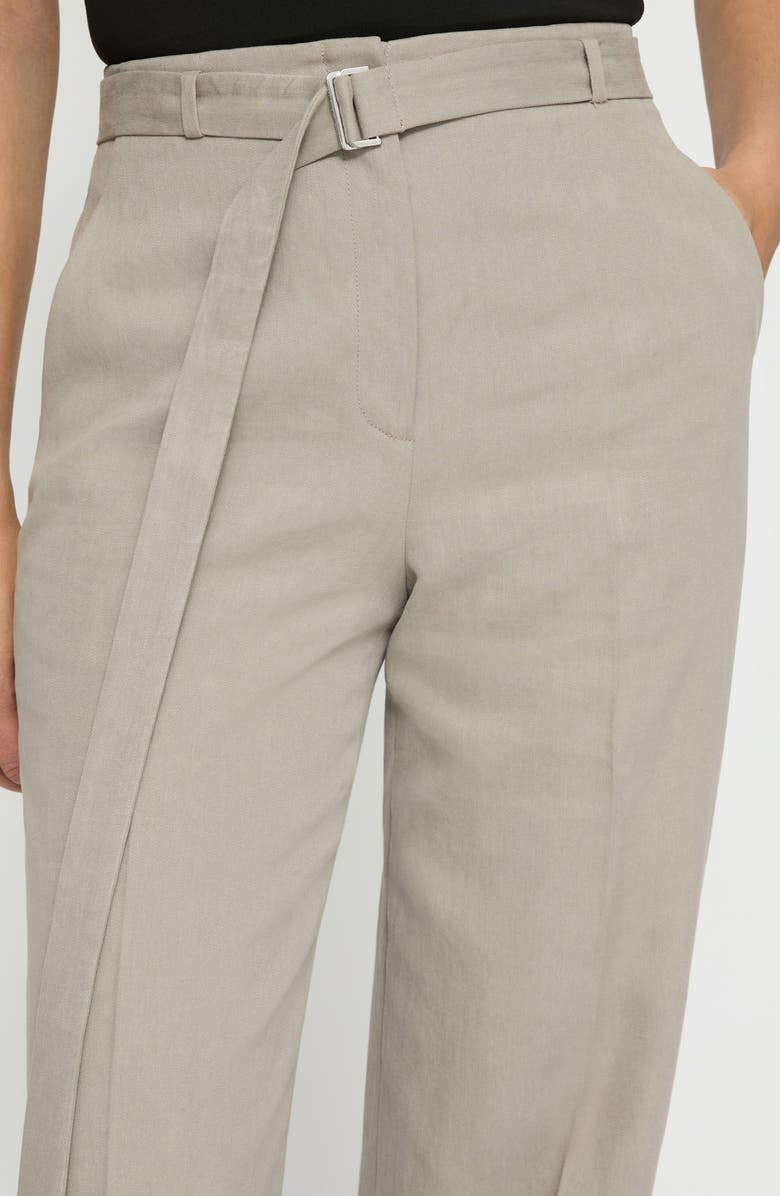 Lafayette 148 New York Clark Belted High Waist Linen Wide Leg Pants, Alternate, color, Jute