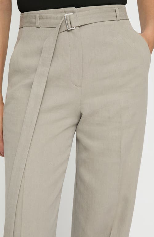 Lafayette 148 New York Clark Belted High Waist Linen Wide Leg Pants In Jute