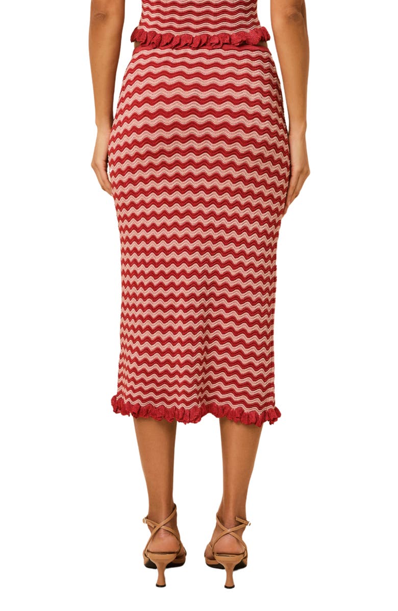 Solid & Striped The Diana Wavy Stripe Knit Midi Skirt, Alternate, color, Rooftop Red