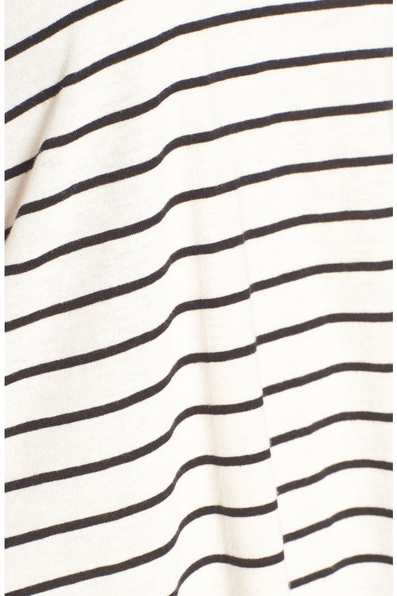 V-Neck Long Sleeve Stripe Tee, Alternate, color, IVORY EGRET TINY STRIPE