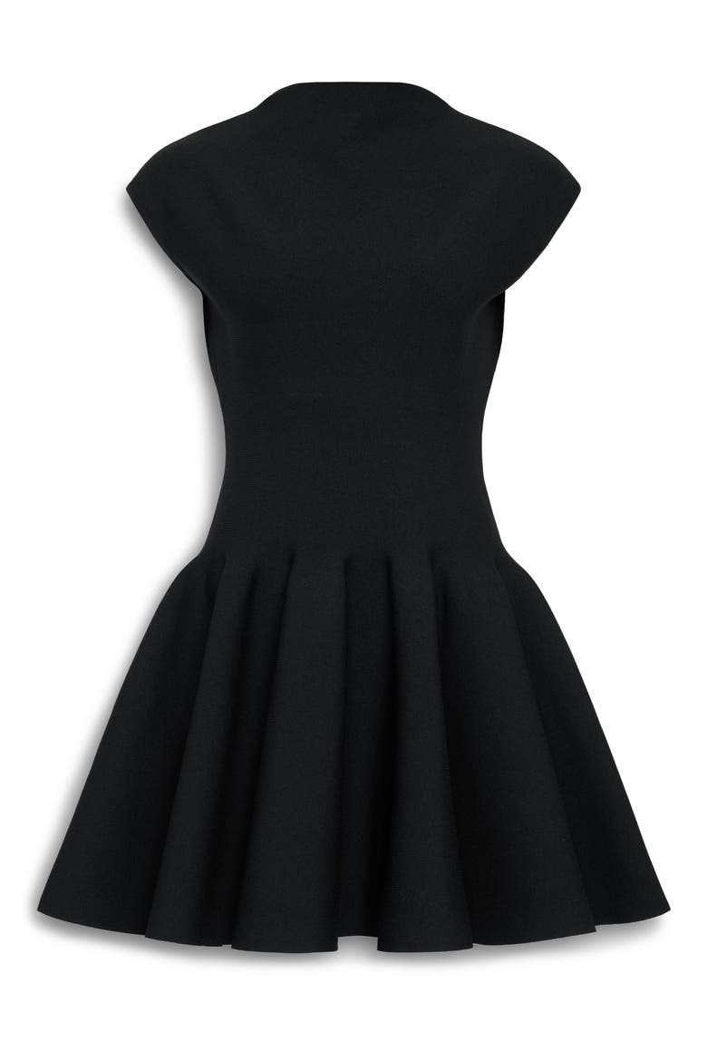 black skater dress Warm Black Long Sleeve Evil Mini Skater Dress-BlackMilk