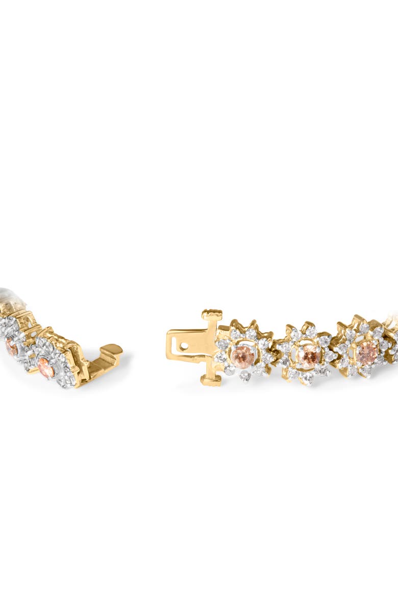 14K Gold 8.00 Cttw Diamond Floral Cluster Halo Link Bracelet, Alternate, color, Yellow