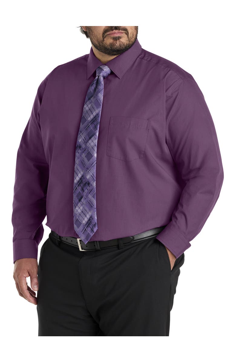 Synrgy by DXL Big & Tall Performance Solid Dress Shirt, Alternate, color, Italian Plum