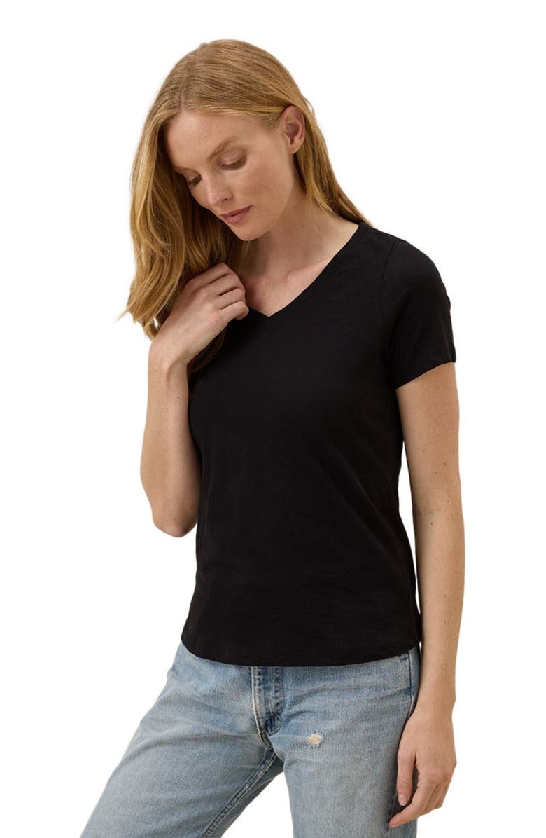 Pact Organic Cotton Featherweight Slub V-Neck Tee, Alternate, color, Black