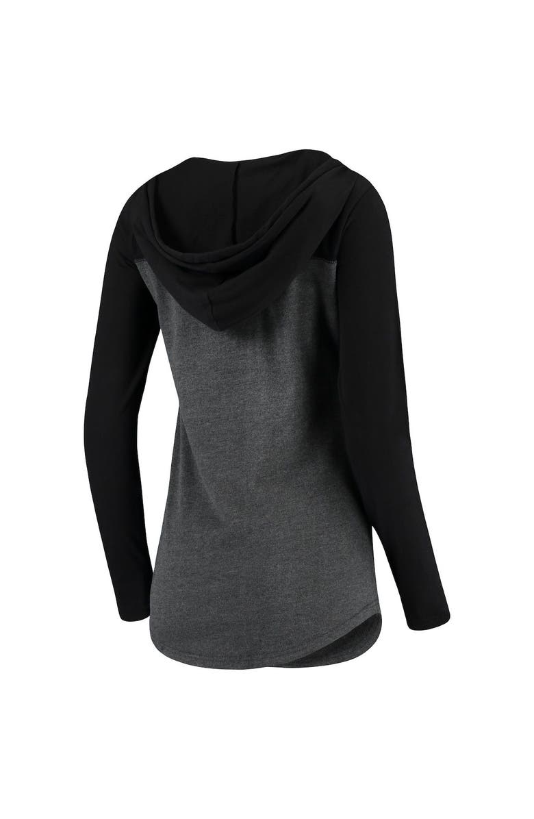 CAMP DAVID Women's Charcoal Texas Tech Red Raiders Knockout Color Block Long Sleeve V-Neck Hoodie T-Shirt, Alternate, color, 