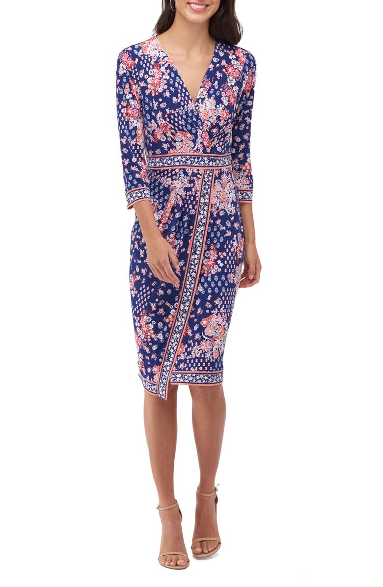 ECI Floral Faux Wrap Dress, Main, color, 
