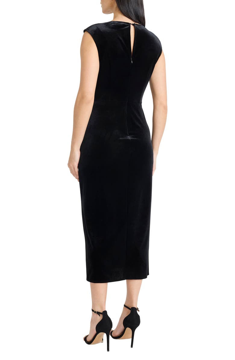 Maggy London Sleeveless Velvet Sheath Midi Dress, Alternate, color, Black