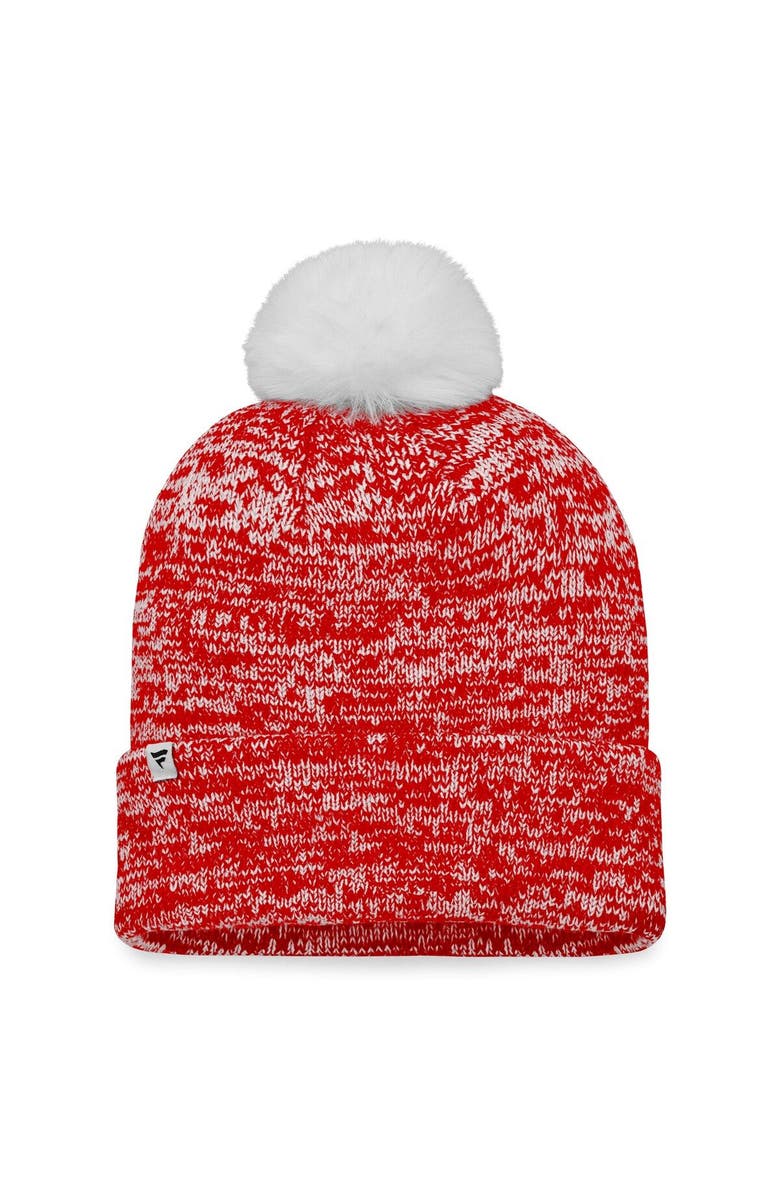 FANATICS Women's Fanatics Branded Red Washington Capitals Glimmer Cuffed Knit Hat with Pom, Alternate, color, 