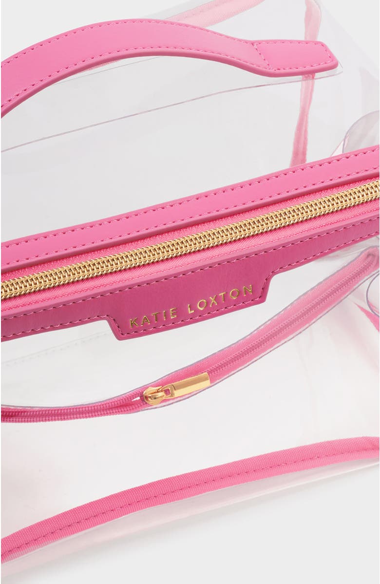 Katie Loxton Large Clear Fold-Out Wash Bag, Alternate, color, Sugar Pink