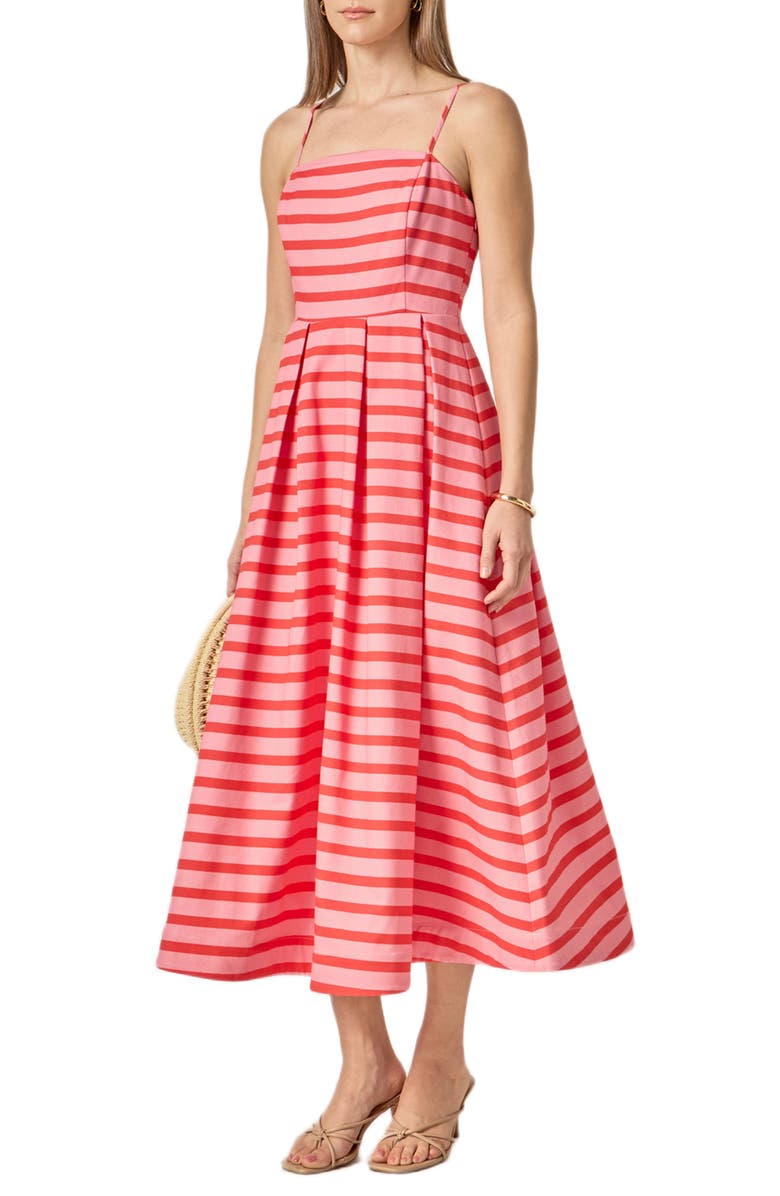 English Factory Stripe Sleeveless Maxi Dress, Alternate, color, Pink/ Orange Stripe