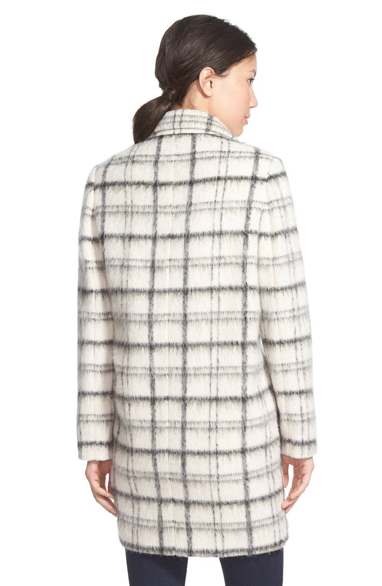 DKNY Notch Collar Plaid Reefer Coat, Alternate, color, 
