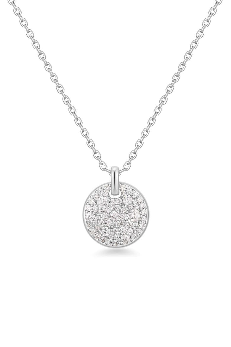 Pavé Disc Pendant Necklace, Main, color, SILVER
