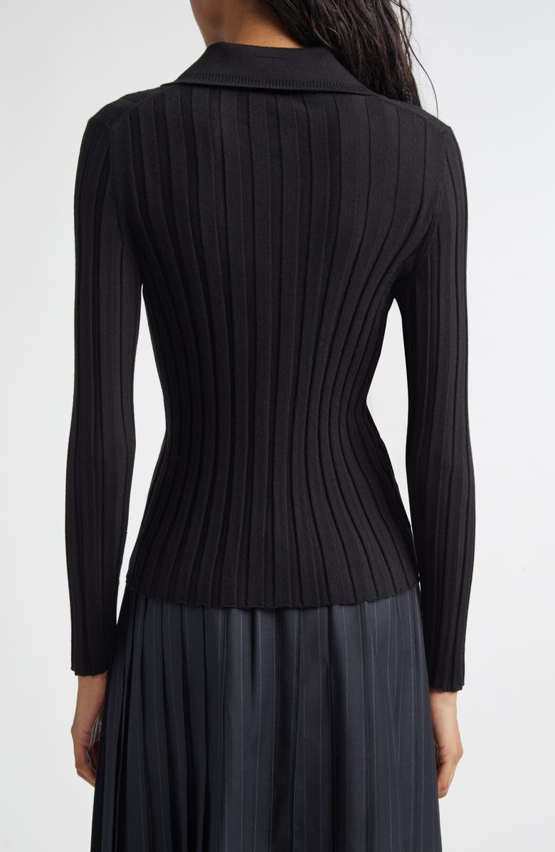 NACKIYÈ Sugarman Rib Wool Merino Polo Sweater, Alternate, color, Noir