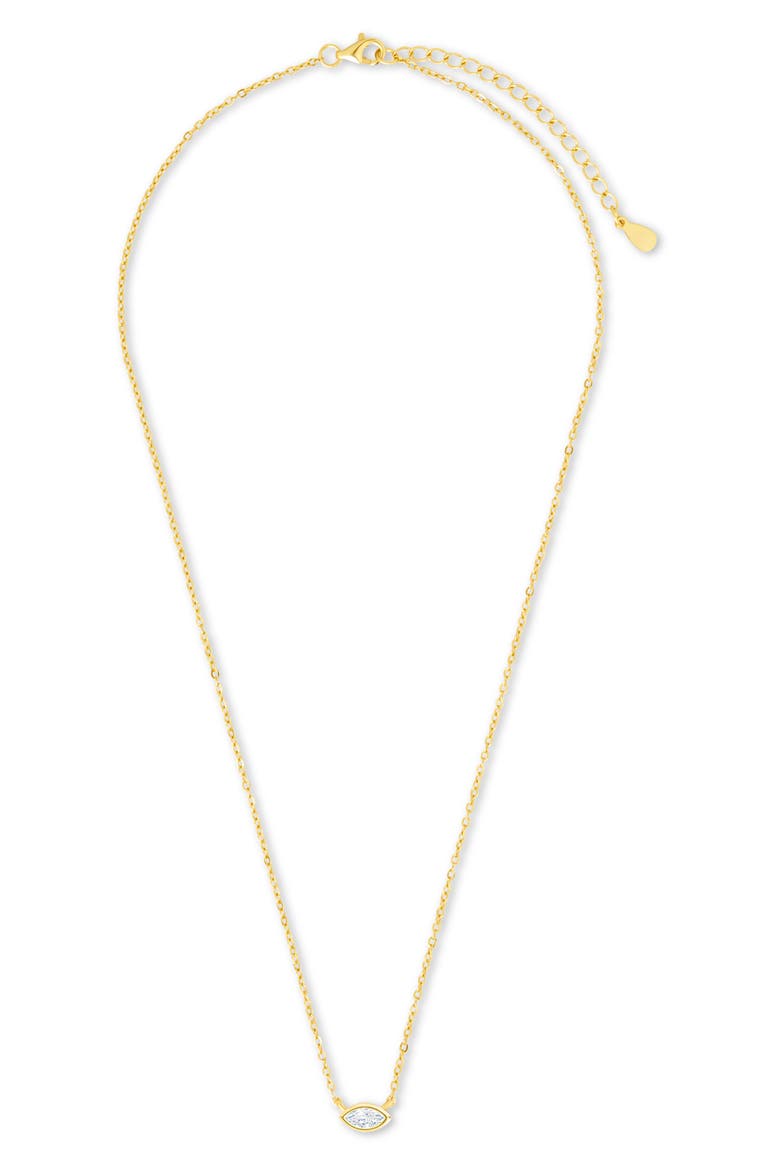 Bezel Marquise Cubic Zirconia Pendant Necklace, Alternate, color, GOLD