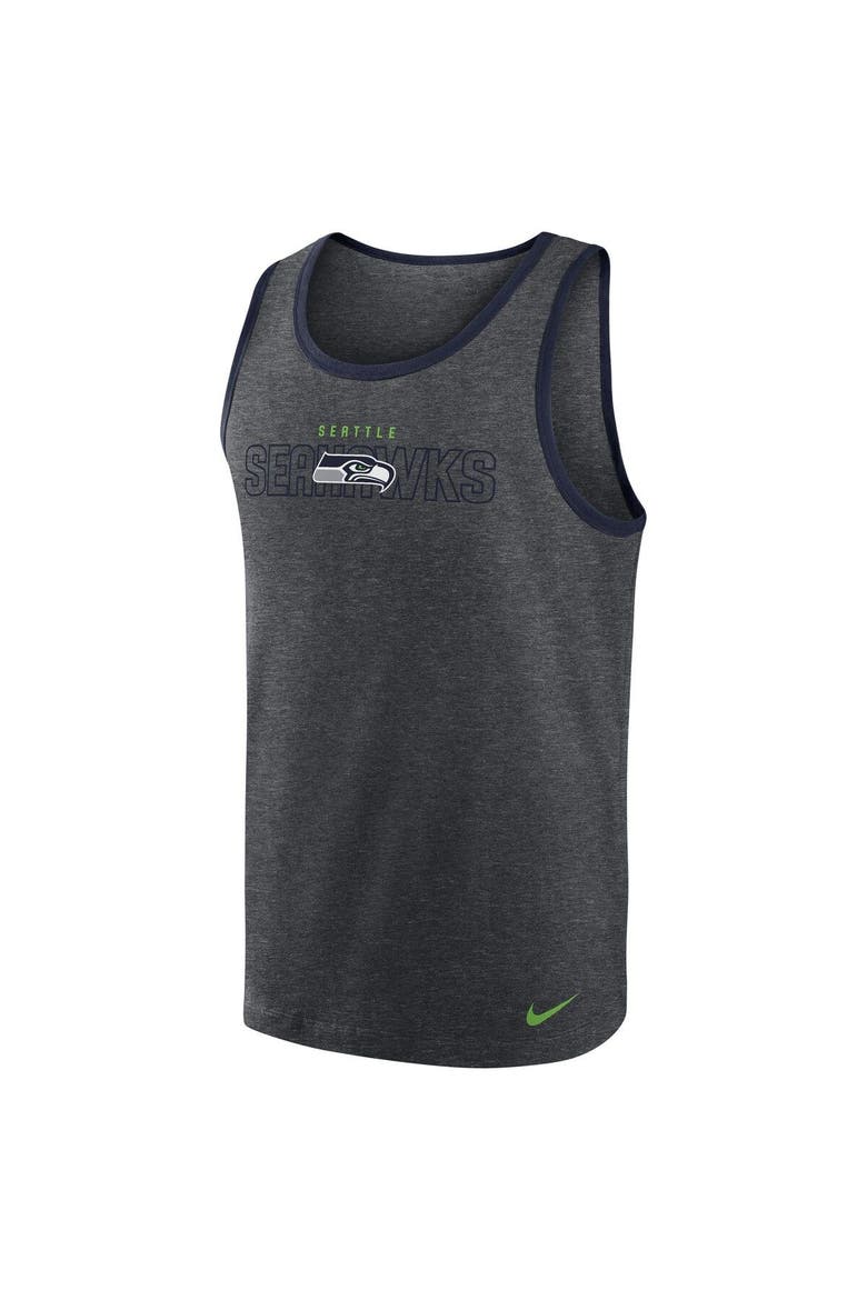 Men's Nike Heathered Charcoal Seattle Seahawks Tri-Blend Tank Top, Alternate, color, Heather Charcoal
