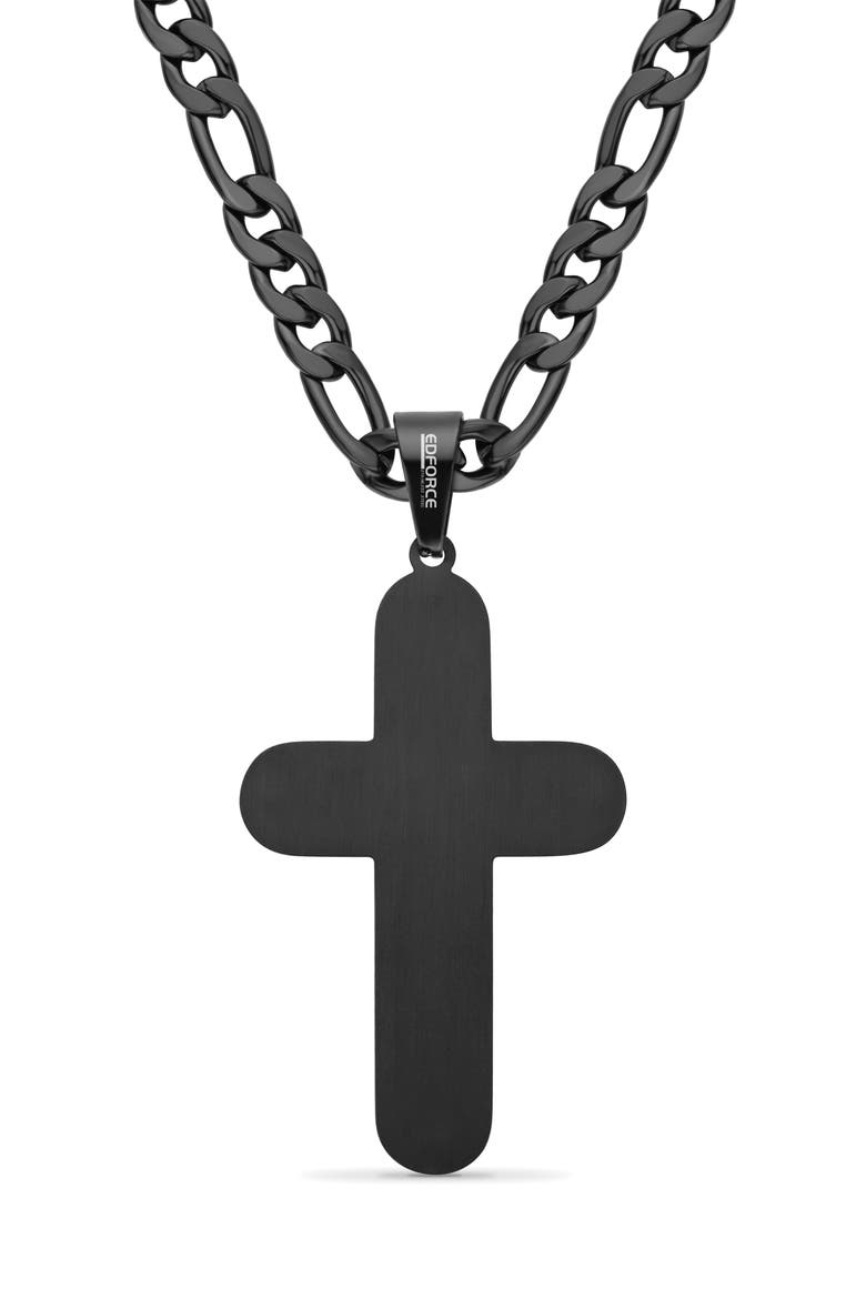 Men's Cross Pendant Necklace, Alternate, color, BLACK