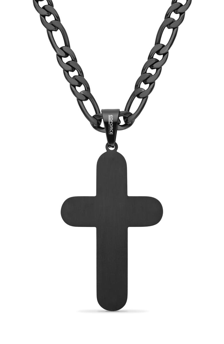 EDFORCE Men's Cross Pendant Necklace, Alternate, color, Black
