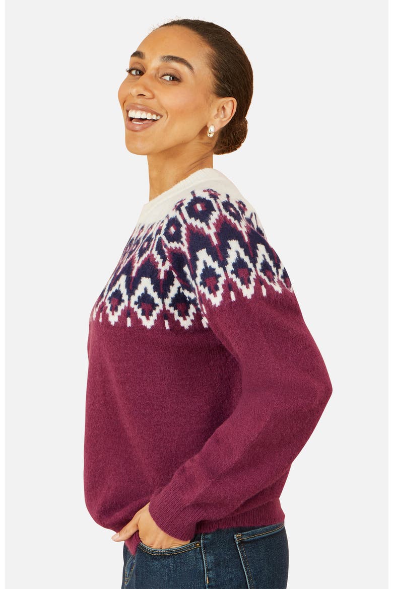 Fair Isle Relaxed Fit Knitted Sweater, Alternate, color, Burgundy