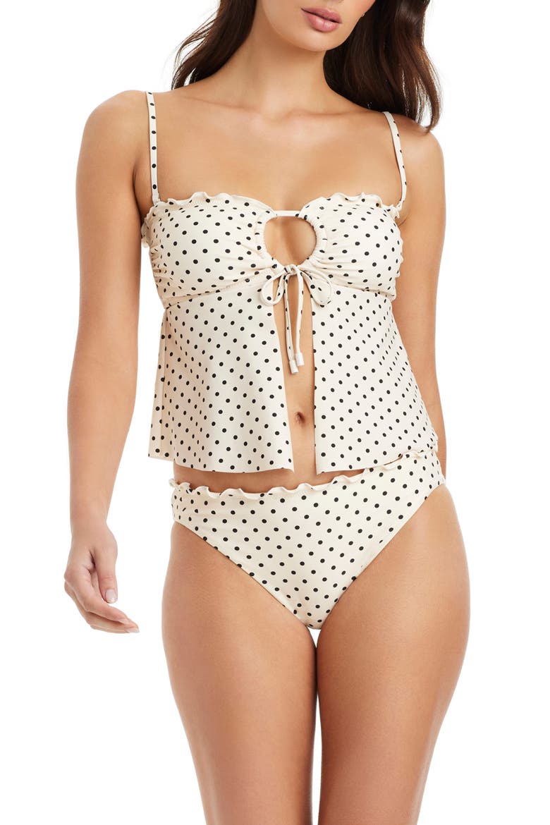 Merrow Polka Dot Hipster Bikini Bottoms, Alternate, color, WHITE SAND