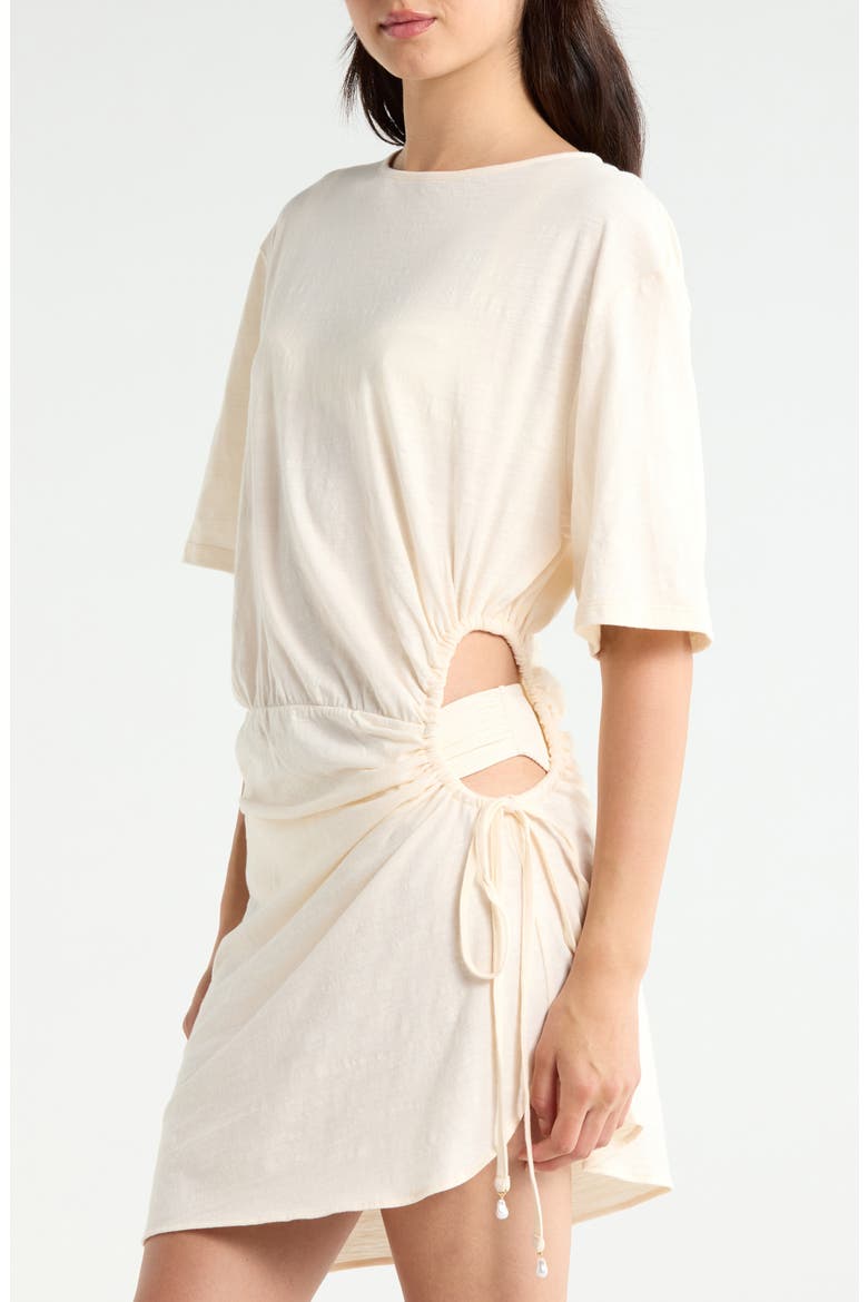 Shirred Side Cover-Up Shirt Dress, Alternate, color, CREAM