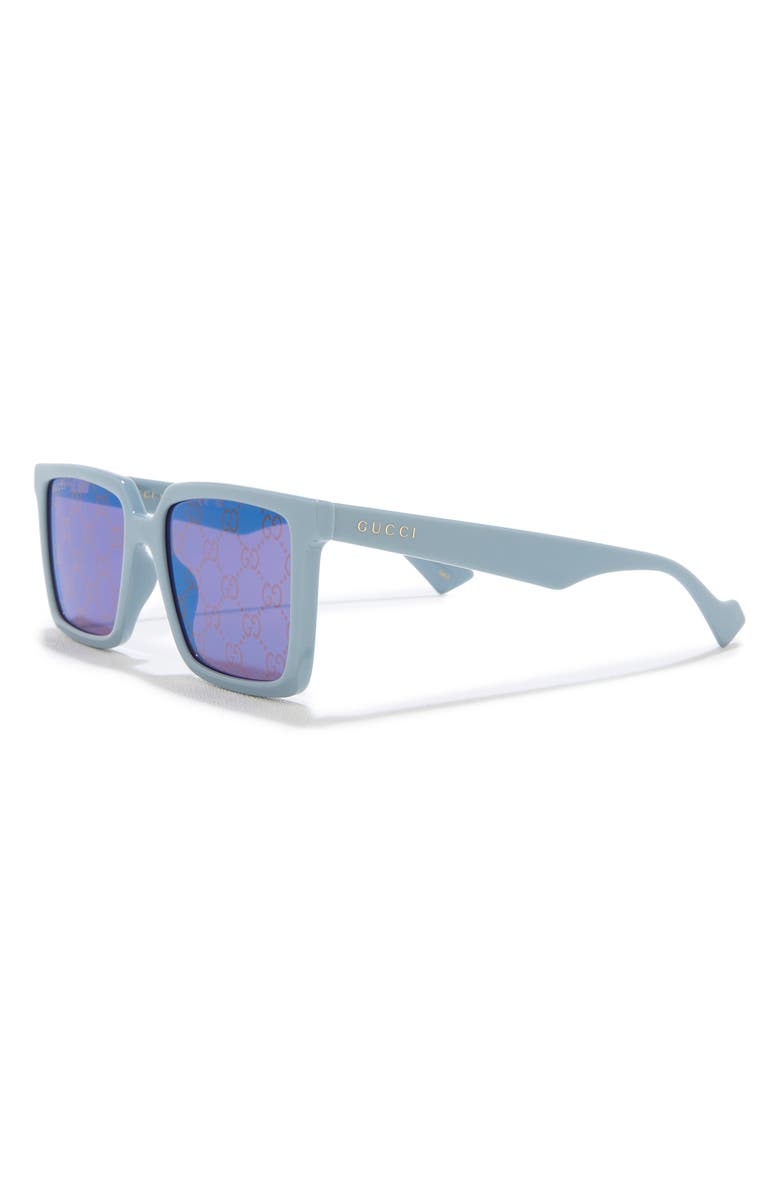 Gucci Logo Square Sunglasses, 55mm, Alternate, color, Light Blue Light Blue Violet