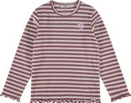 Stains and Stories by Babyface Lettuce Edge Ribbed Striped Long Sleeve Shirt