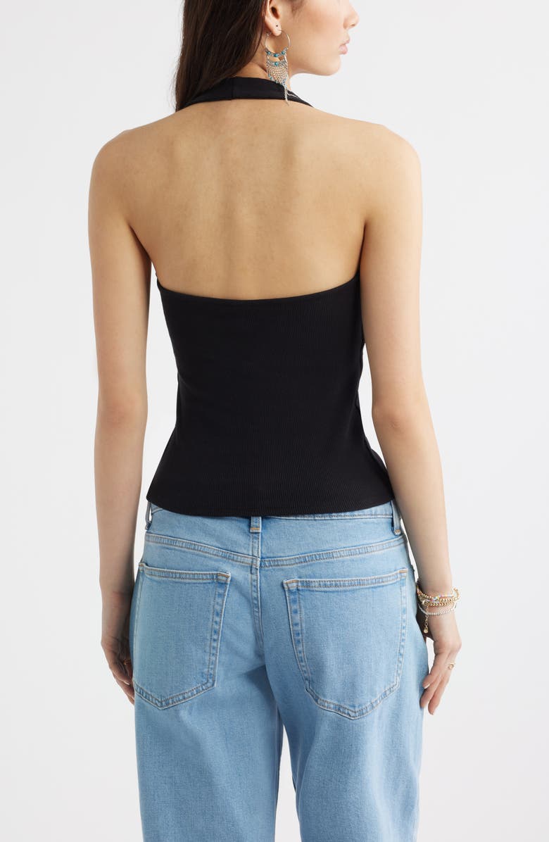 BP. V-Neck Knit Halter Top, Alternate, color, Black